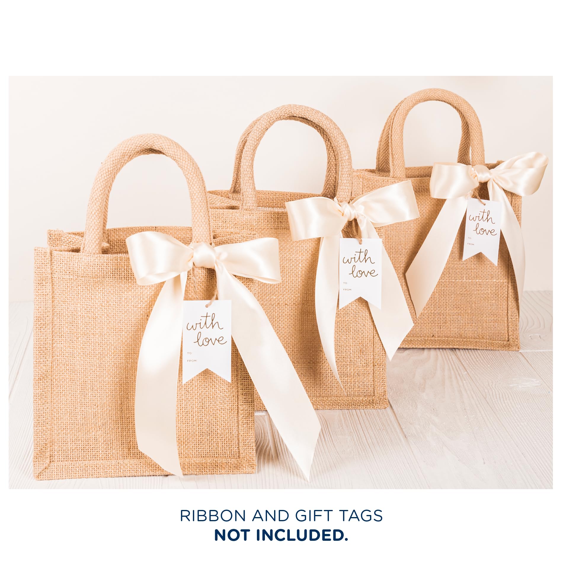 50 Small Jute Burlap Gift Bags with Handles - 8