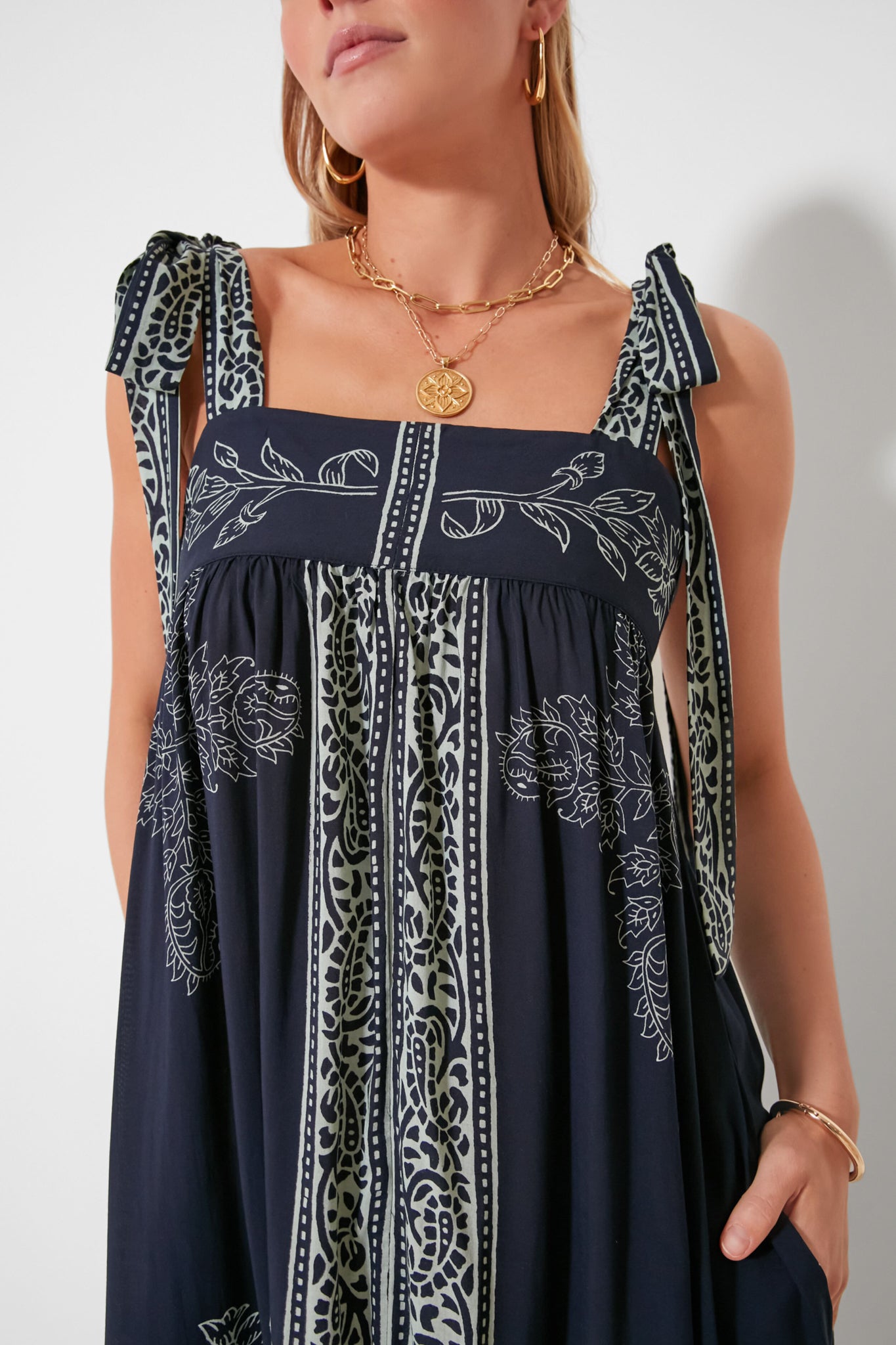 Blue Marine Dani Dress - Elegant Flowy Summer Maxi Dress for Women | Beach Wedding, Vacation, Party Wear