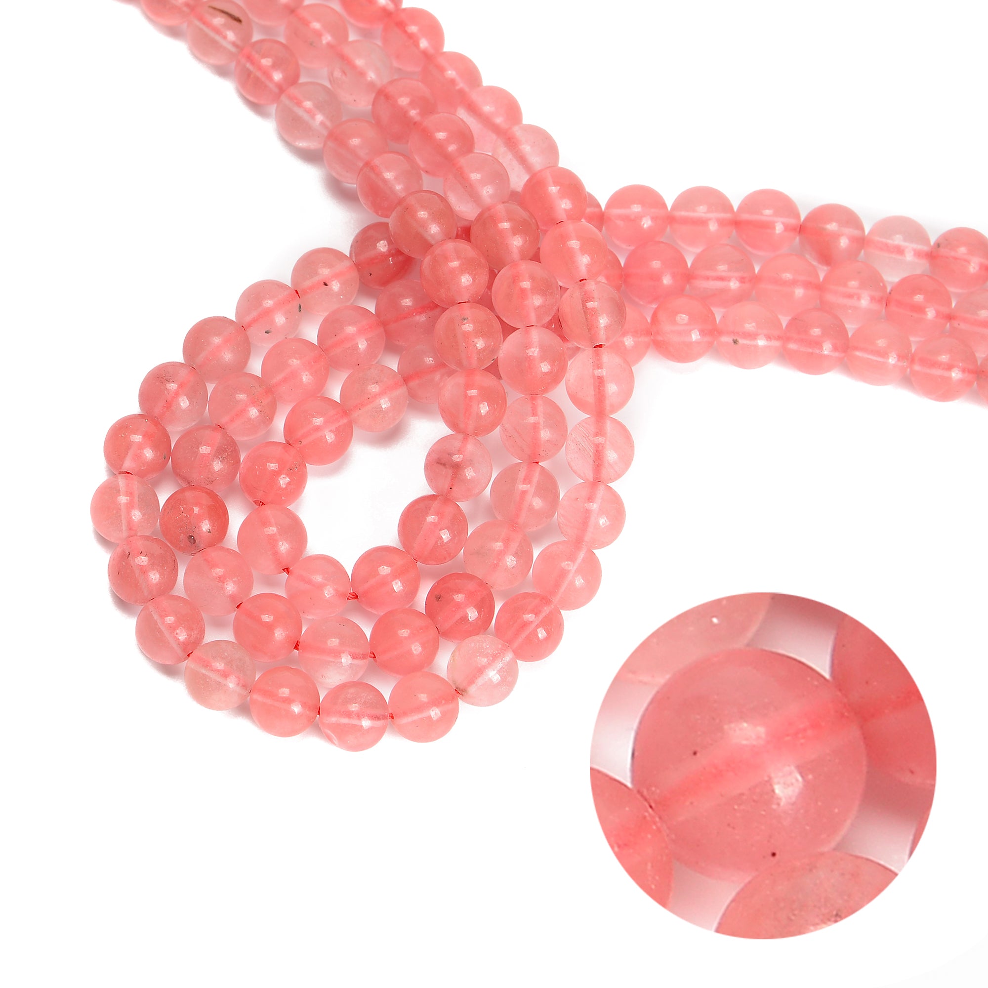 Cherry Red Dyed Quartz Smooth Round Beads 8mm 10mm 15.5 Inch Strand for Jewelry Making, DIY Crafts, Bracelets & Necklaces