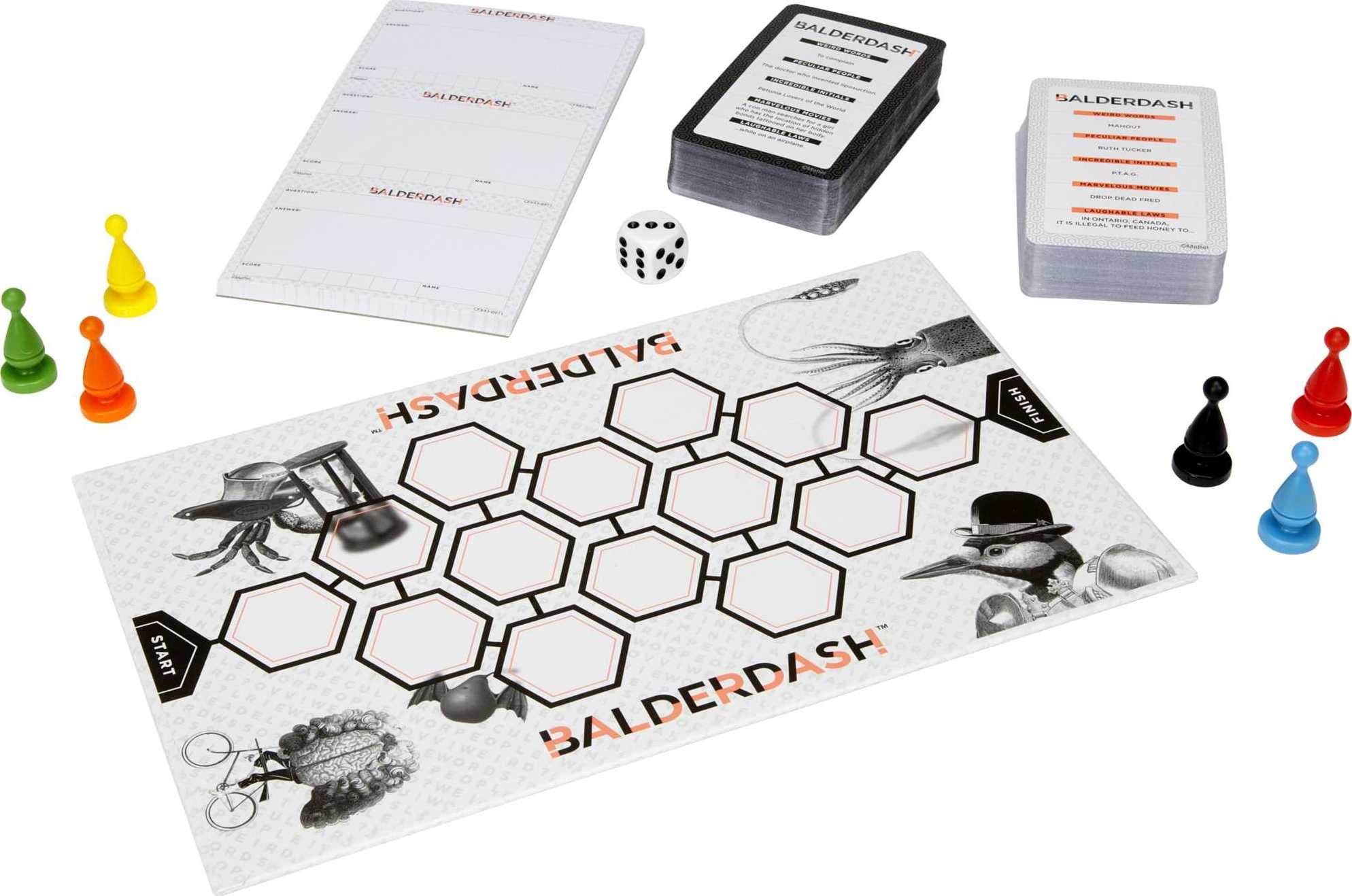 Mattel Games Balderdash Board Game for Adults & Teens - Fun Guessing & Bluffing Game of Twisting Truths, Perfect for 2 to 6 Players - Ideal for Family Game Nights & Party Gatherings