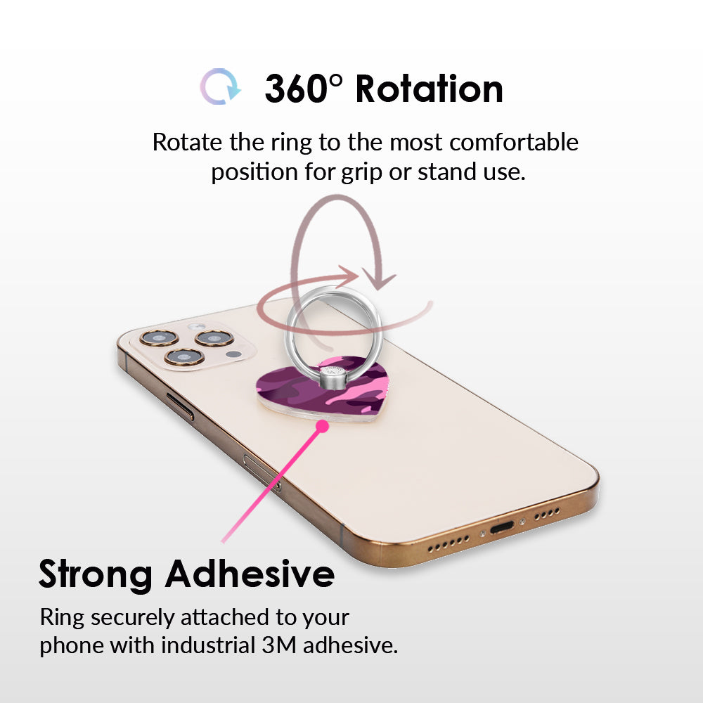 Magenta Camo Phone Ring Holder - Grip Stand for iPhone, Samsung & Smartphones - Perfect for Selfies, Videos & Hands-Free Use