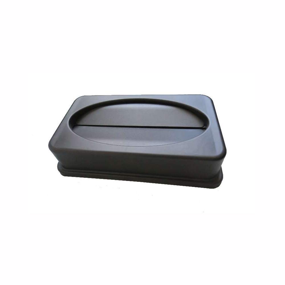 Restaurantware RW Clean 1 Swing Top Trash Bin Lid - Fits 23 Gallon Trash Can, Heavy-Duty Black Plastic Lid with Two Flaps (Lid Only, Waste Basket Sold Separately) - Perfect for Commercial Kitchens, Restaurants & Office Waste Management