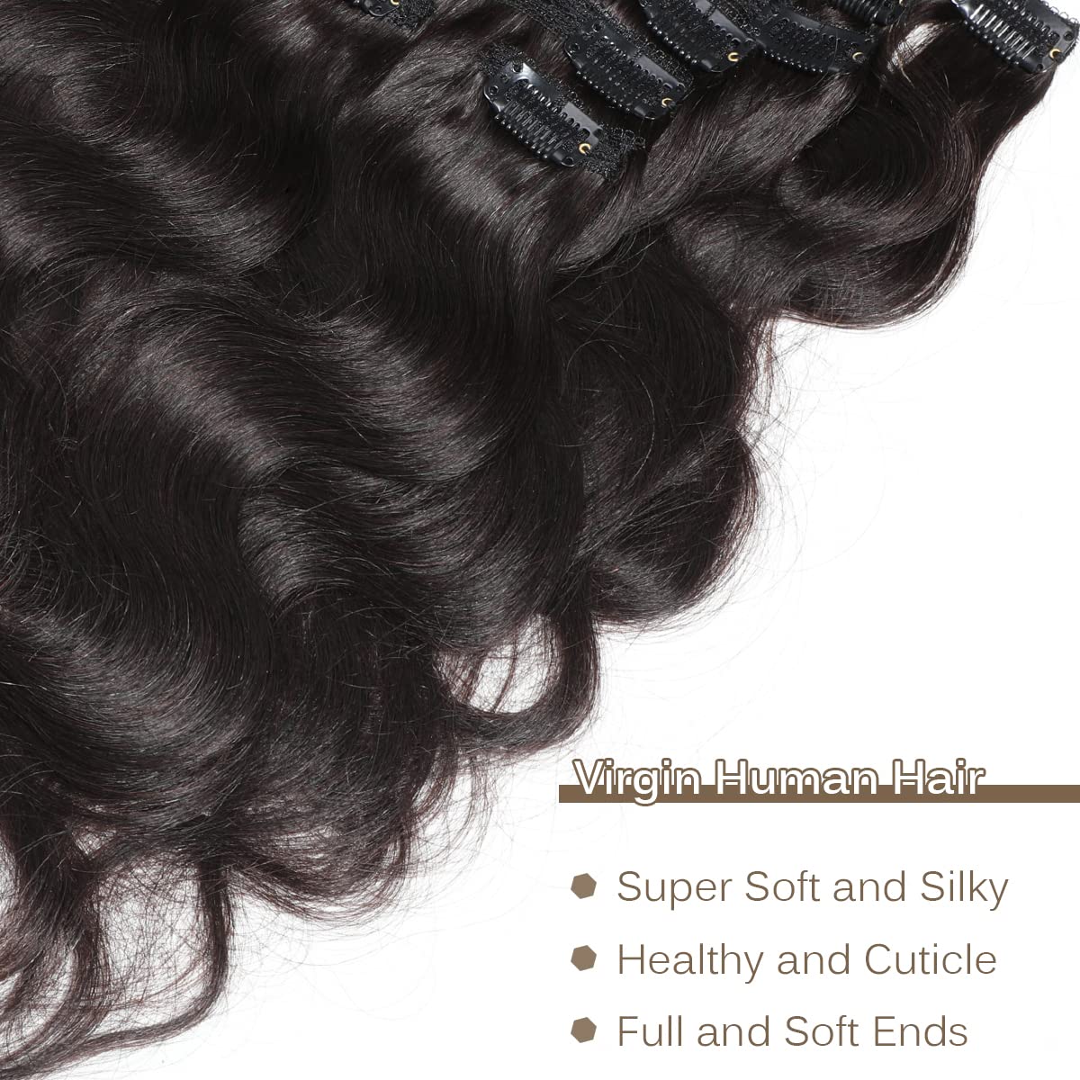 Urbeauty 14 Inch Clip-In Human Hair Extensions - Body Wave Seamless Real Human Hair Weft for Black Women & Girls | Perfect for Daily Styling, Parties & Special Occasions