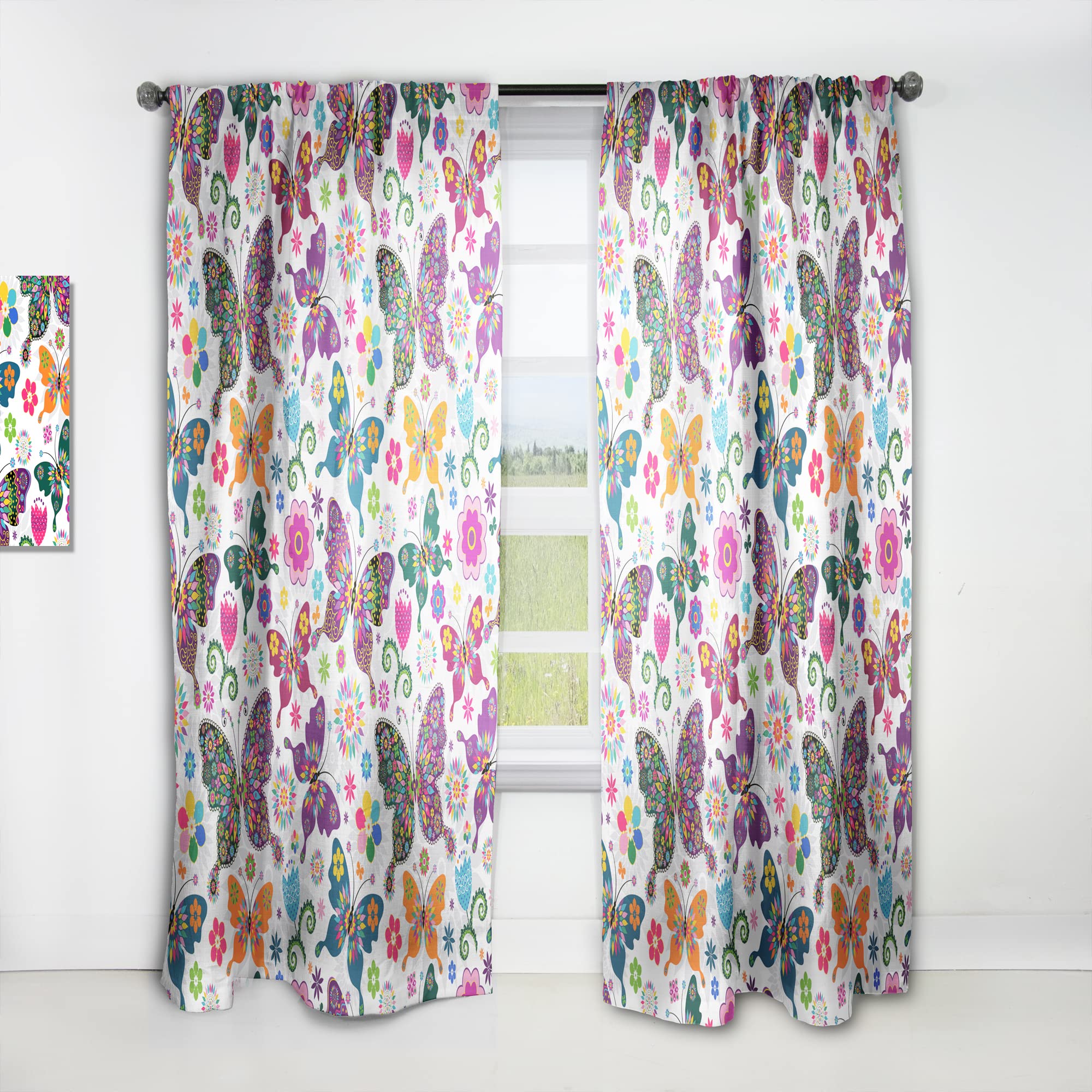 DesignQ Spring Floral Pattern Thermal Insulated Curtains - 52x108 Inch Single Panel for Bedroom & Living Room - Energy Saving Blackout Drapes for Home Decor, Privacy & Light Control