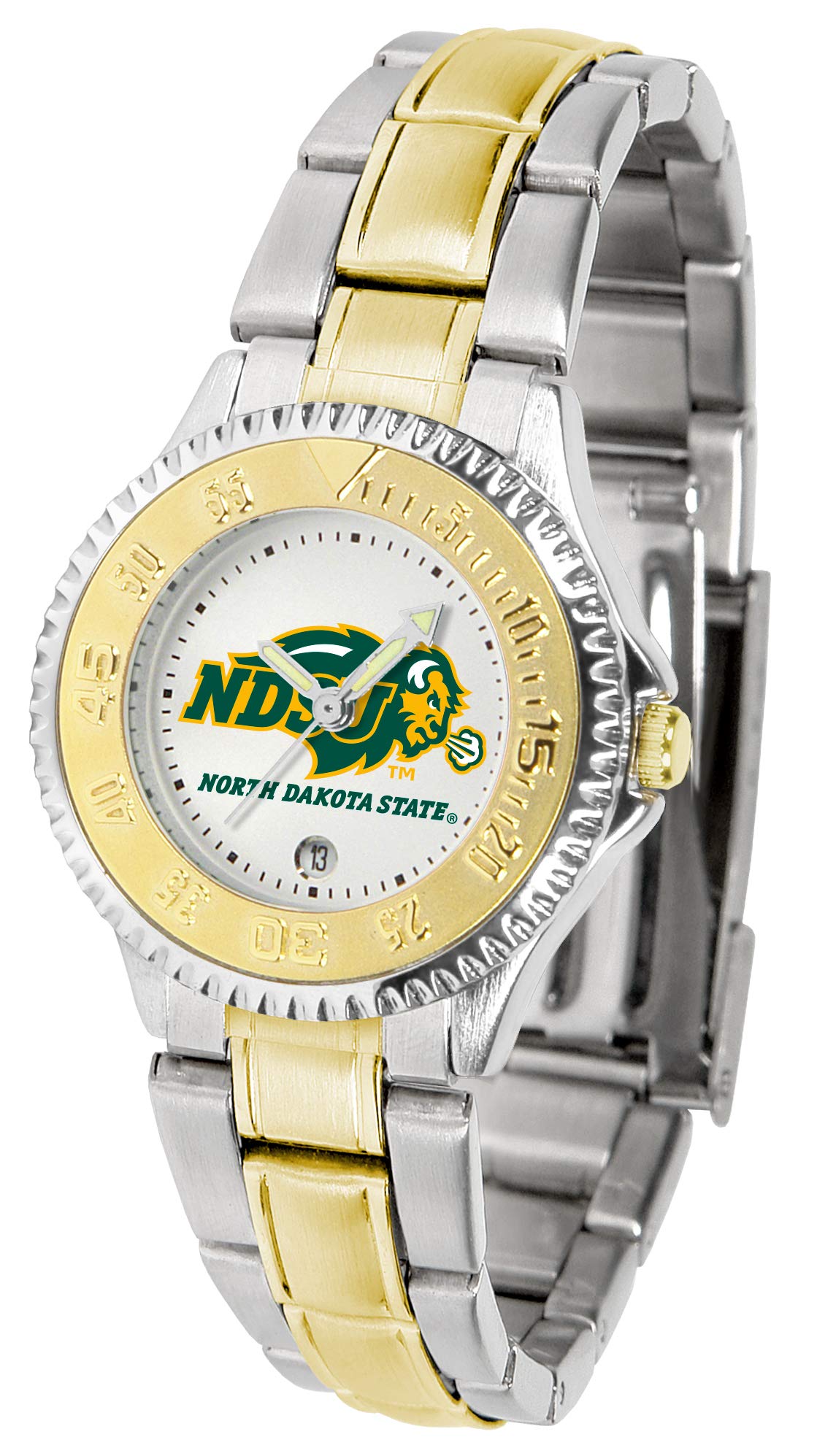 Sun Time North Dakota State Bison Women's Competitor Two-Tone Watch - Stainless Steel Band - Perfect for Sports, Gifts & Everyday Wear