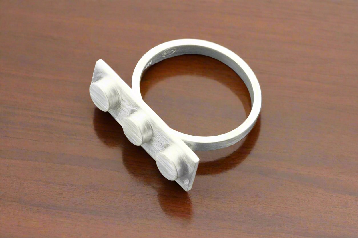 Sterling Silver Lego Ring - Unique Lego Inspired Jewelry for Adults & Kids - Perfect for Gifts, Cosplay, and Everyday Wear