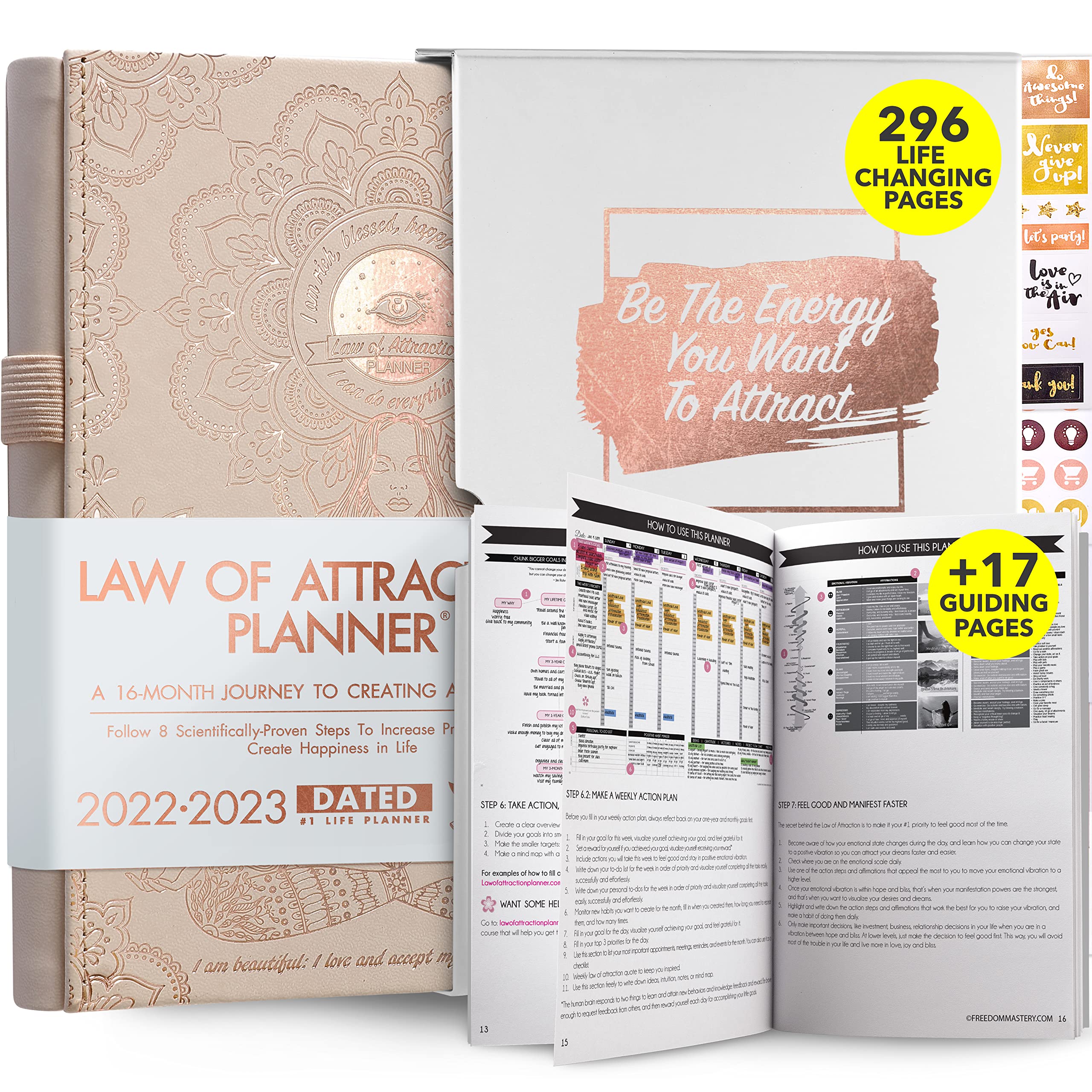 Law of Attraction Planner 2022-2023 | 16-Month Weekly & Monthly Productivity Planner with Hourly Scheduling | ADHD Planner with Motivational Stickers | A5 Size | Perfect for Goal Setting, Time Management & Personal Growth