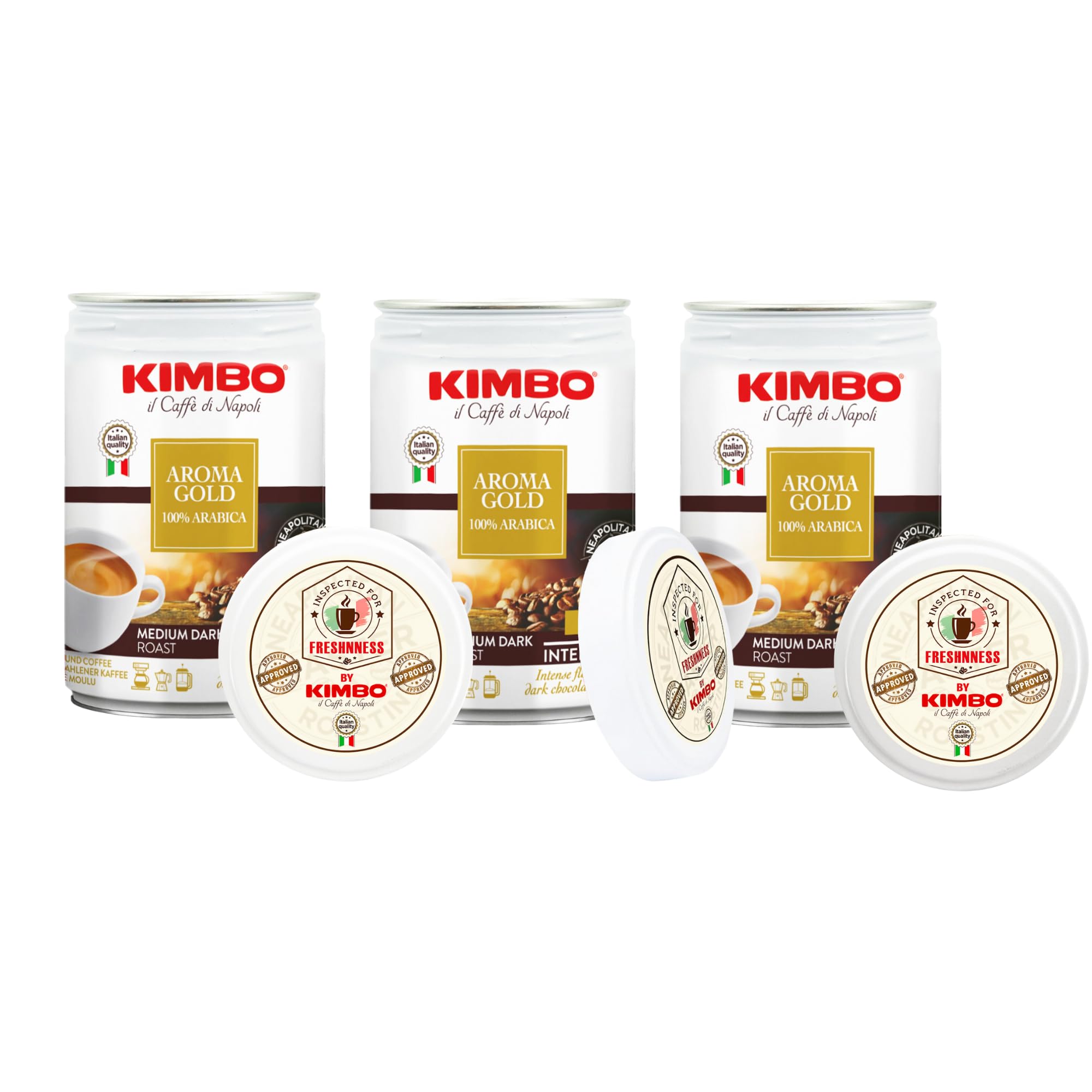 Kimbo Aroma Gold Arabica Ground Coffee - Medium Dark Roast, 8.8oz (Pack of 3) for Home & Office Brewing
