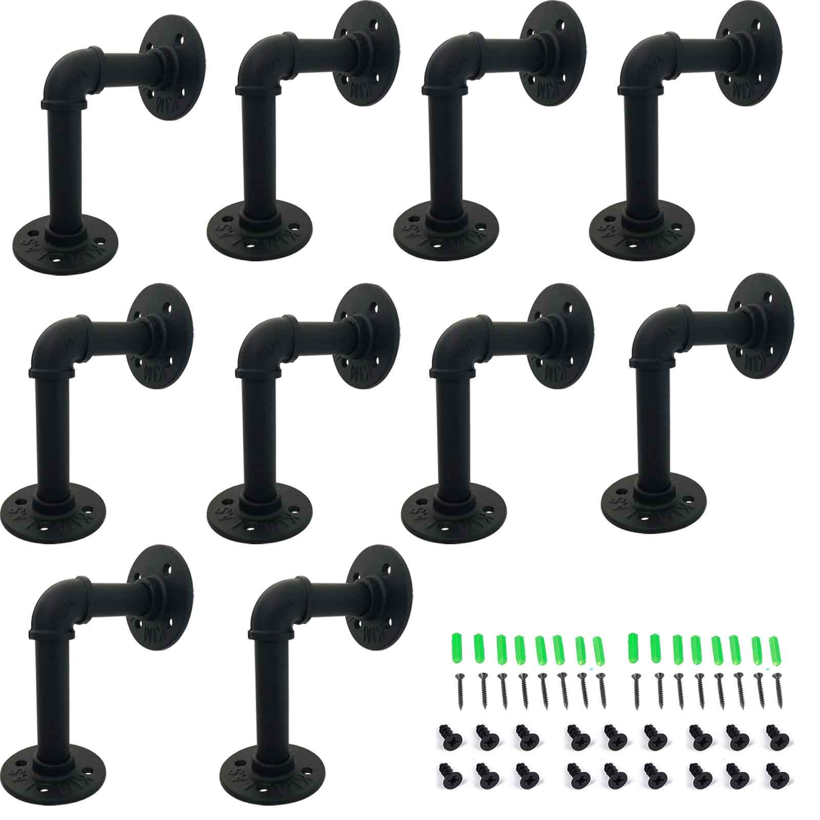 10-Pack Heavy Duty Iron L Pipe Shelf Brackets (3.9