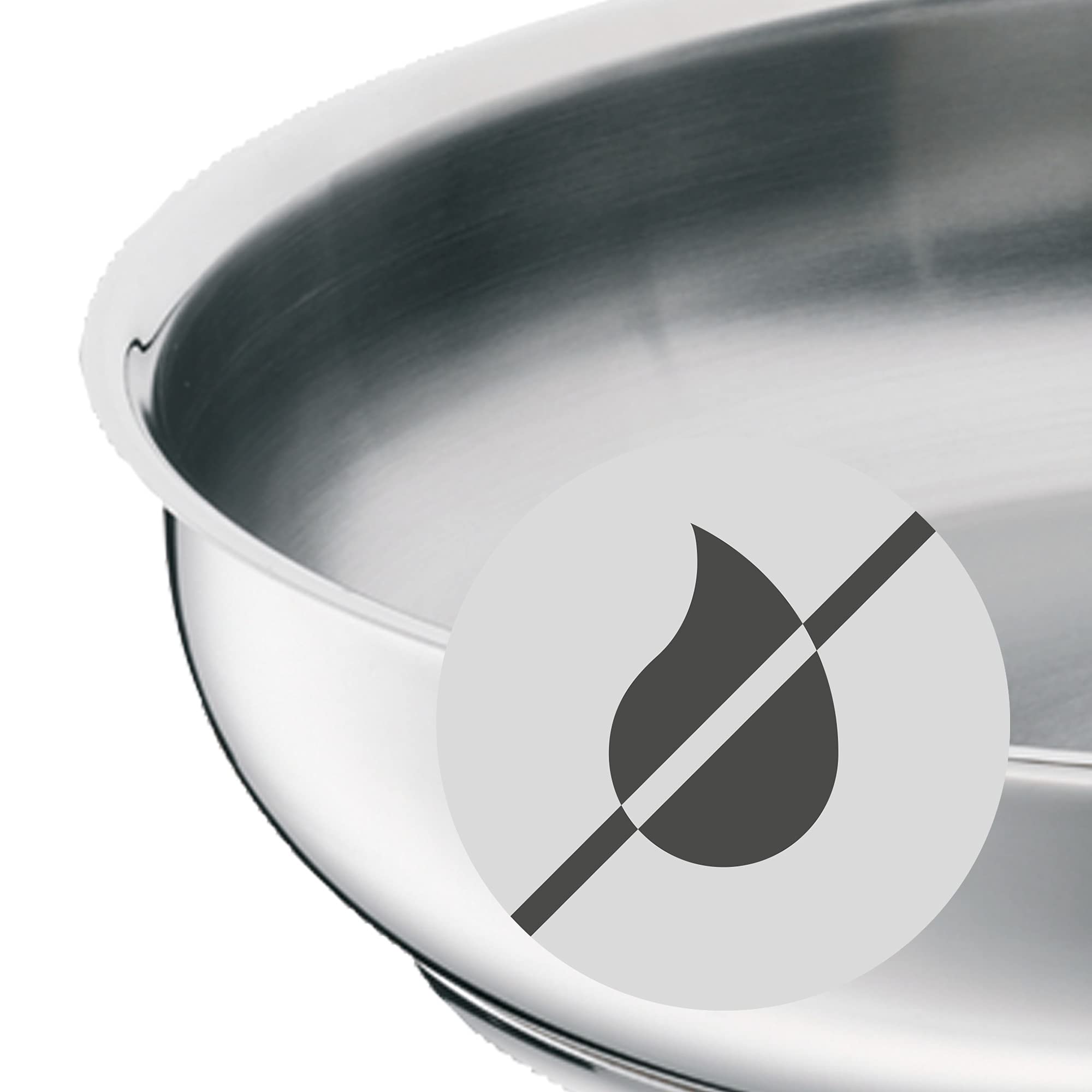 WMF 24cm Uncoated Stainless Steel Serving Pan with Pouring Rim - German-Made Profi Series, Induction Compatible & Dishwasher Safe - Perfect for Cooking, Serving & Entertaining
