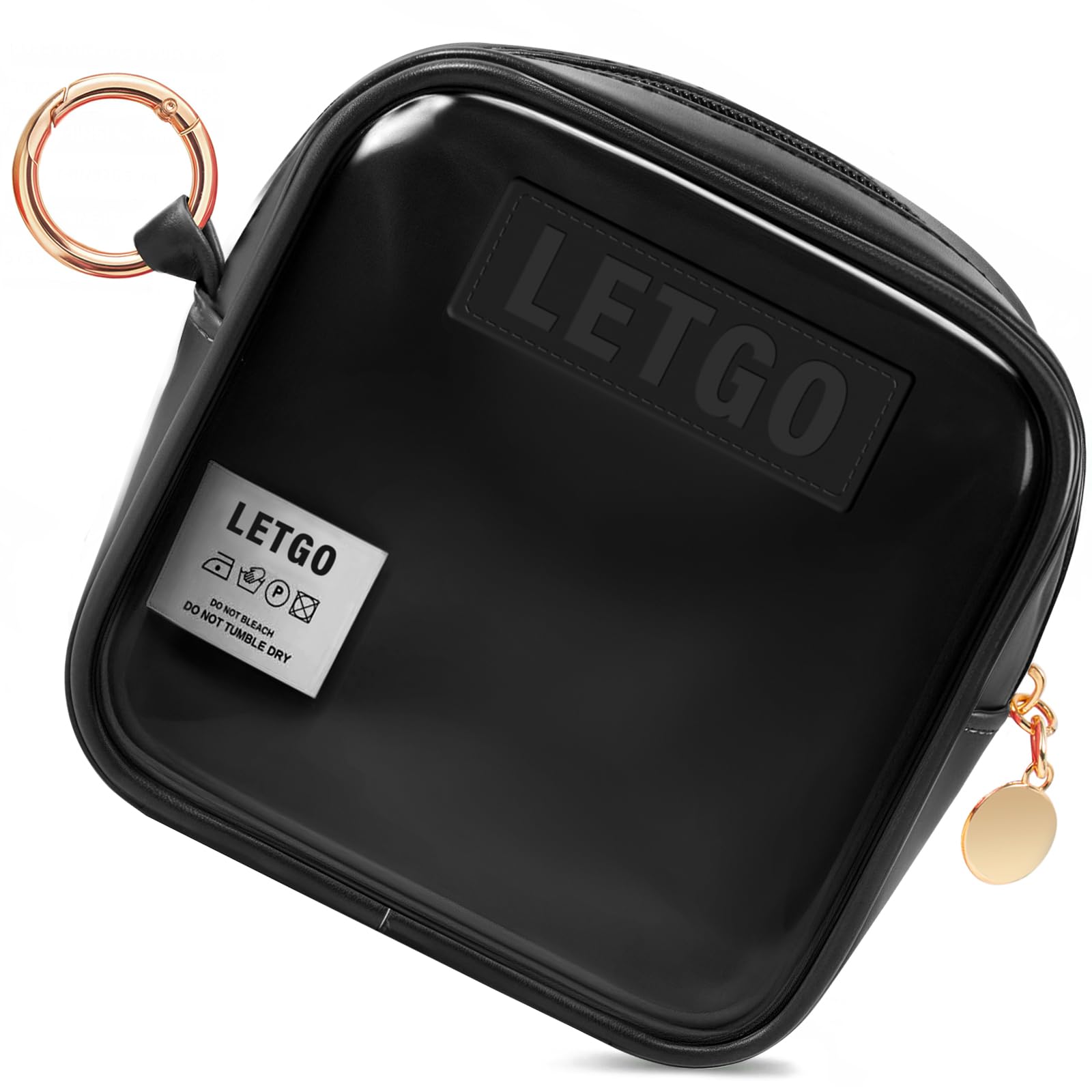 LETGO Mini Clear Makeup Bag - Small Travel Toiletry Organizer for Cosmetics & Essentials - Waterproof Cosmetic Pouch for Women & Men (Black) - Perfect for Purse, Carry-on, Gym & Daily Use