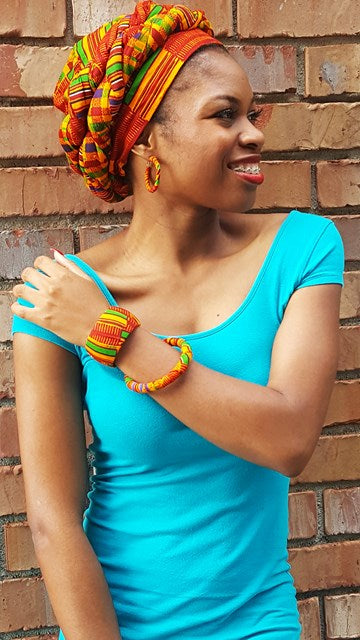 African Print Kente Pre-Tied Headwrap Hat DPH3227B - Perfect for Cultural Events, Weddings & Fashion Statements
