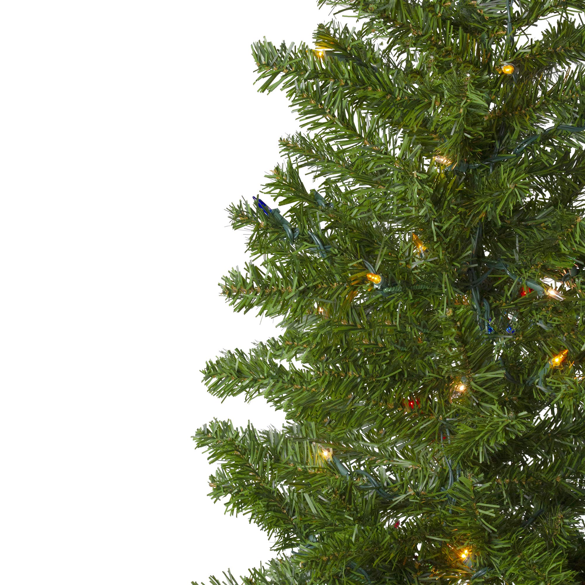 6.5 ft Pre-Lit Canadian Pine Artificial Pencil Christmas Tree with 300 Warm White LED Lights - Slim Holiday Decor for Small Spaces, Apartments & Office Desks