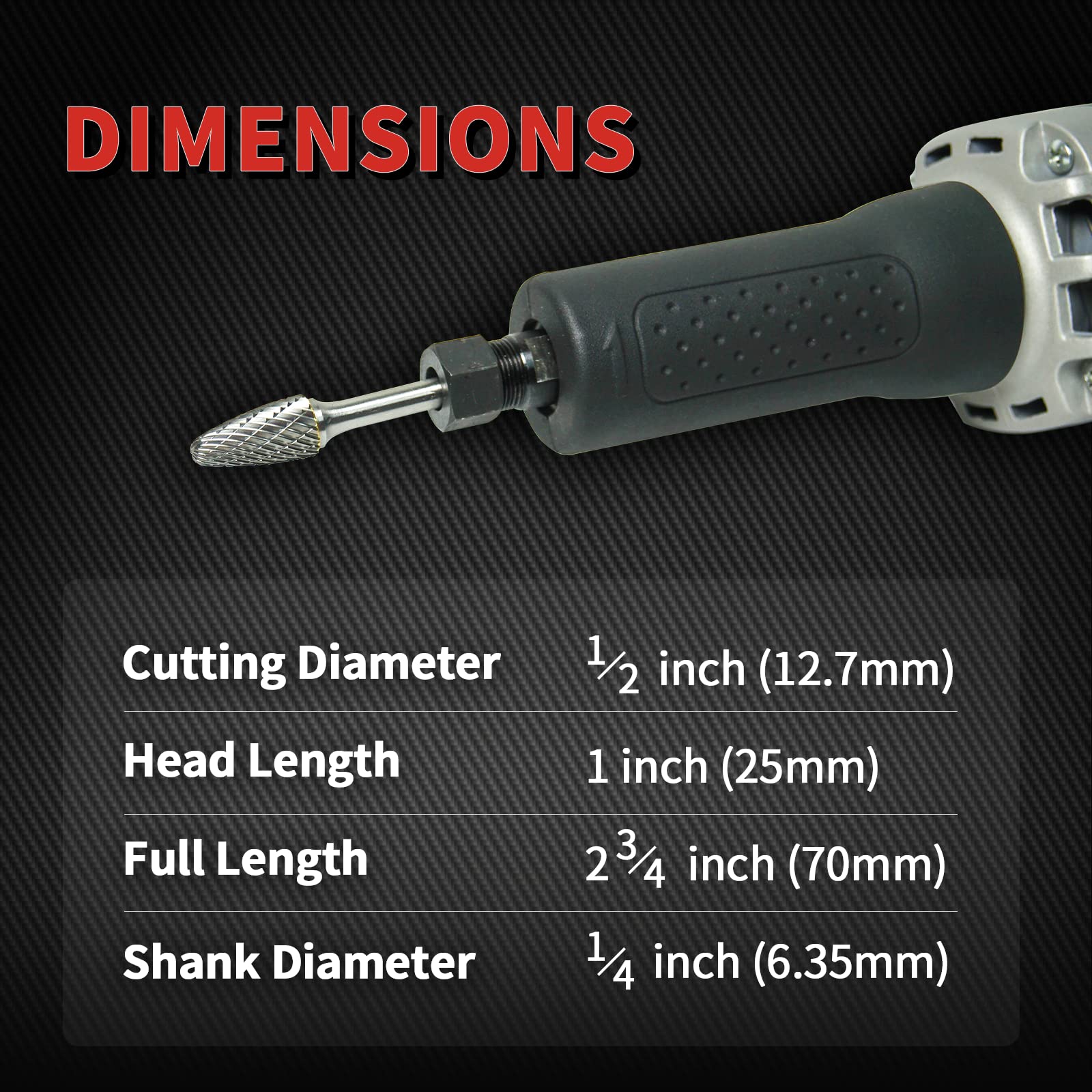 Professional Grade S&F STEAD & FAST Carbide Burr - ¼” Shank, ½” Cutter Diameter, 1” Length - Tungsten File Die Grinder Bit for Electric/Air Die Grinders - Tree Round Nose Metal Grinding Burr - Perfect for Metalworking, Automotive Repair & DIY Projects