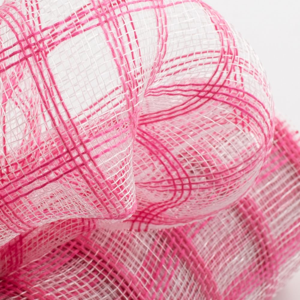 Faux Jute Plaid Check Decorative Poly Mesh Ribbon - 10.5