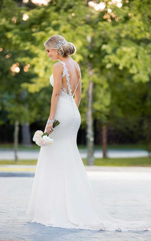 Mermaid Wedding Dress for Bride - Elegant Beach Lace Appliques Bridal Gown | Perfect for Beach Weddings, Destination Ceremonies & Romantic Photoshoots