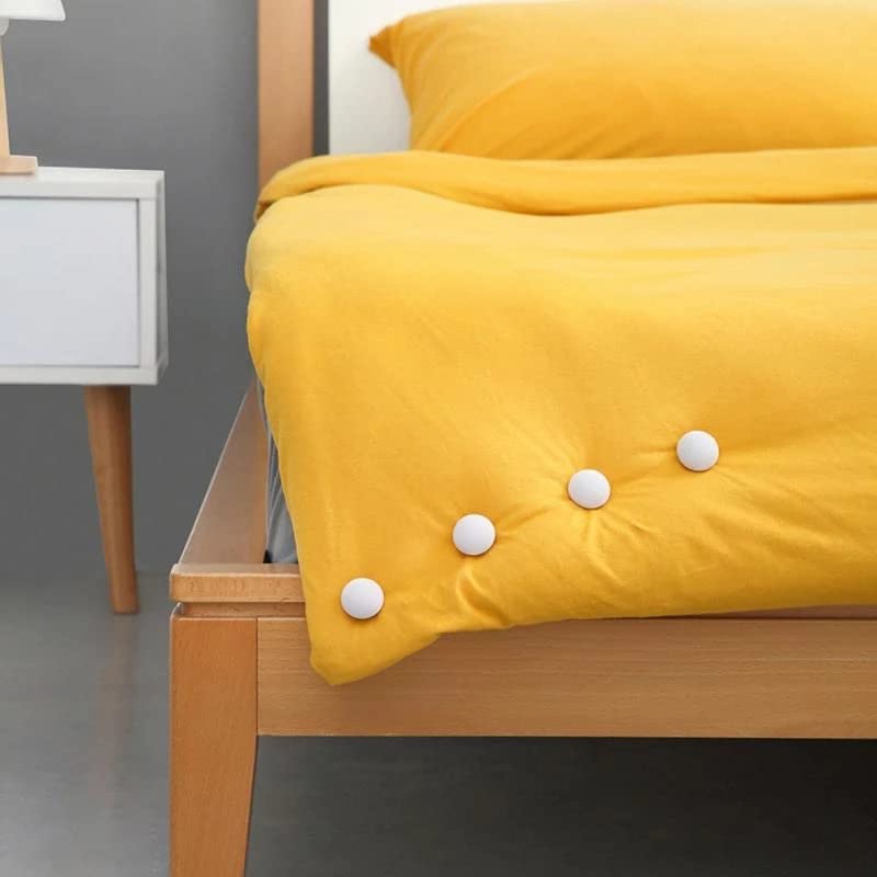 16-Piece Duvet Clip Set - Non-Slip Quilt Fasteners with Buttons | White Mushroom-Shaped Duvet Pins for Securing Comforter to Duvet Cover | Perfect for Bedroom, Guest Room & Hotel Use