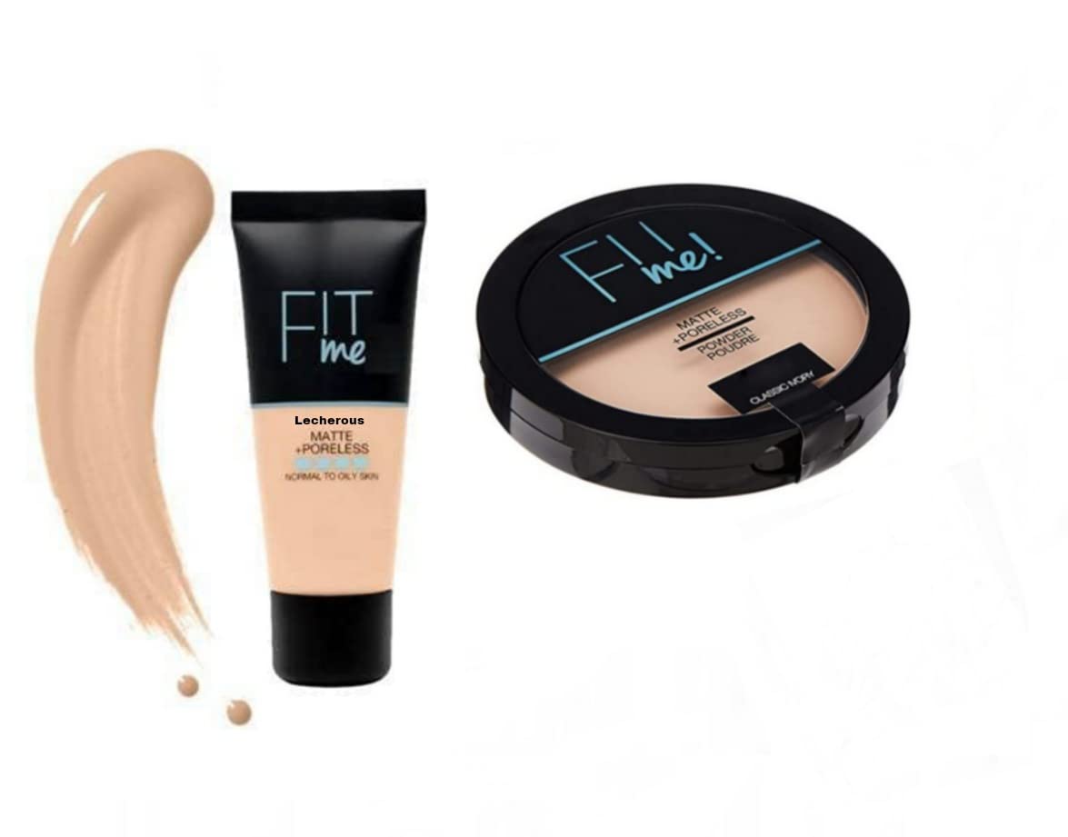 Fit Me Matte + Poreless Powder & Liquid Foundation - Oil Control, All-Day Matte Finish for Flawless Skin | Highlight & Contour Stick for Natural Makeup Look | Perfect for Everyday Wear & Special Occasions