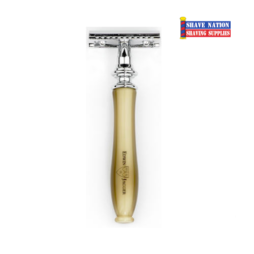 Edwin Jagger Closed Comb Chatsworth Safety Razor - Horn & Chrome Handle - Perfect for Wet Shaving & Grooming - Ideal for Men's Daily Shaving Routine & Barber Shop Use
