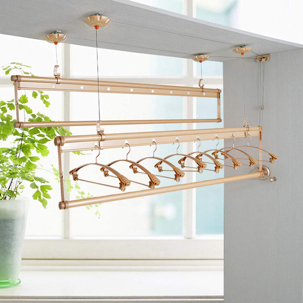 Adjustable Indoor & Balcony Clothes Hanger with Lifting Rack - Space-Saving Laundry Drying Solution for Apartments & Small Homes
