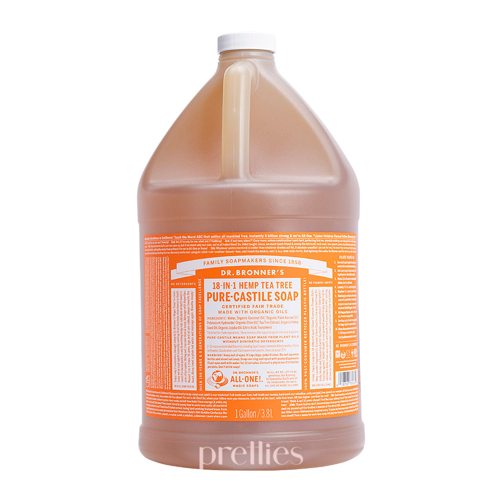 Dr. Bronner's Organic Tea Tree Pure-Castile Liquid Soap - 18-in-1 Uses, 1 Gallon (3.8L) - All-Natural Body Wash, Face Cleanser, Shampoo & Household Cleaner - Perfect for Camping, Travel & Eco-Friendly Homes