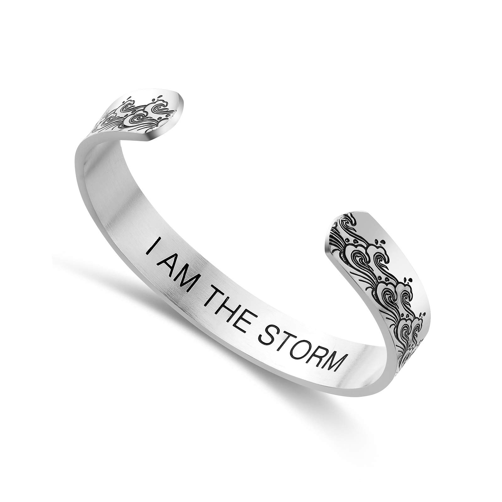 Inspirational Bracelets for Women - Personalized Engraved Mantra Cuff Bangle Jewelry Gift for Mom, Wife, Her - Birthday, Mother's Day, Graduation - Motivational & Encouraging Accessory for Daily Wear, Yoga, Meditation
