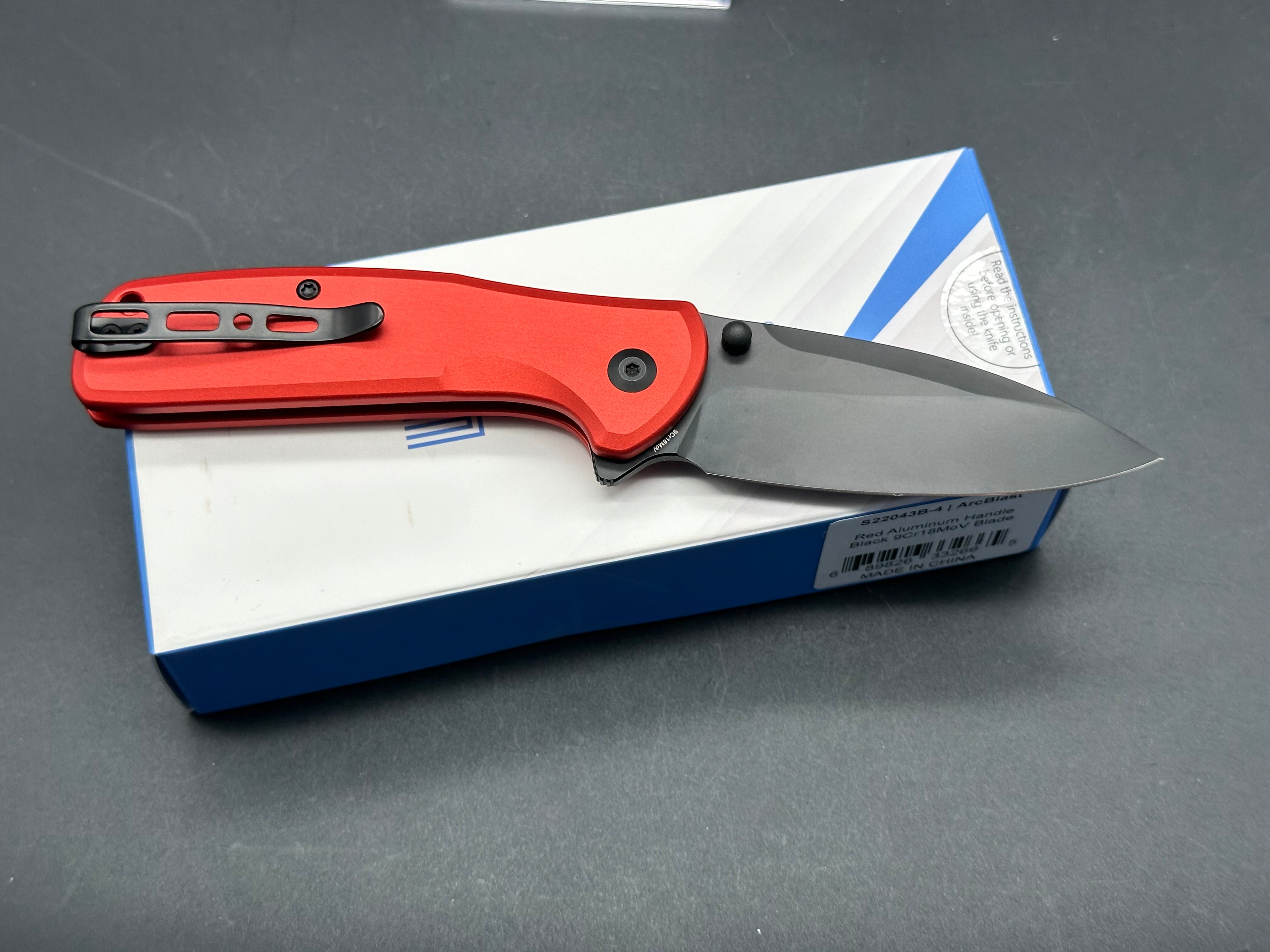 Sencut ArcBlast Red Aluminum Button Lock Folding Knife - EDC Pocket Knife for Outdoor Camping, Hiking & Everyday Carry