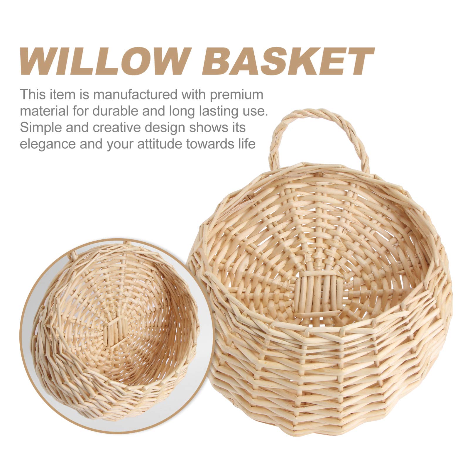 IMIKEYA 2 Pack Woven Hanging Plant Baskets - Macrame Wall Hangers for Indoor Outdoor Plants, Boho Home Decor with Wooden Basin - Perfect for Living Room, Bedroom, Patio & Garden Decor