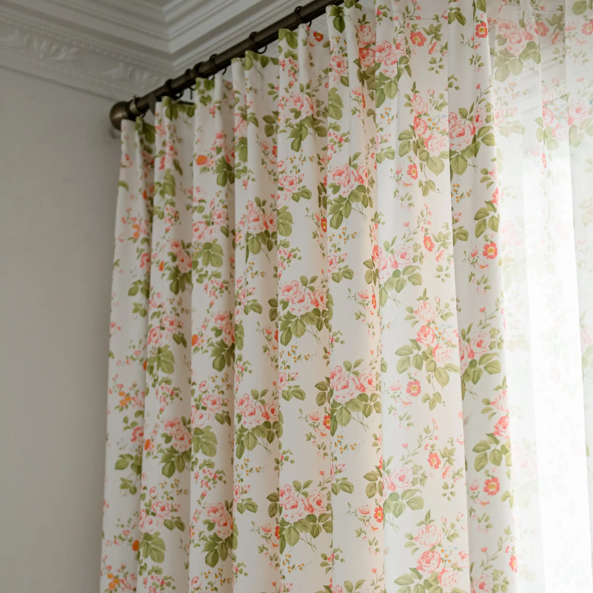 Elyse Shabby Farmhouse Floral Custom Privacy Curtain - Vintage Style Blackout Drapes for Living Room, Bedroom & Nursery - Light Blocking & Noise Reducing Window Treatments