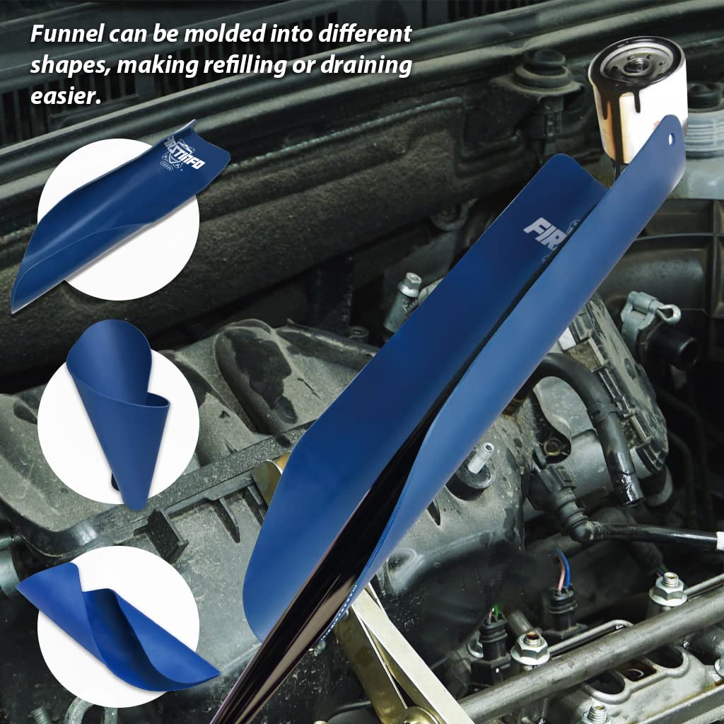 FIRSTINFO F3555B Large Flexible Funnel (21.8 inches) - Spill-Free Oil Filling Tool for Car, Motorcycle & Home Use | Reusable & Moldable Draining Funnel for Easy Oil Changes & Fluid Transfers