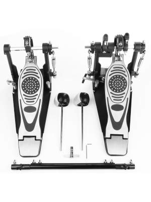 Double Bass Drum Pedal for Electric Drum Kit - Heavy Duty Double Kick Bass Pedal with 2 Drum Beater Sticks & Drum Key - Perfect for Metal, Rock & Studio Drumming