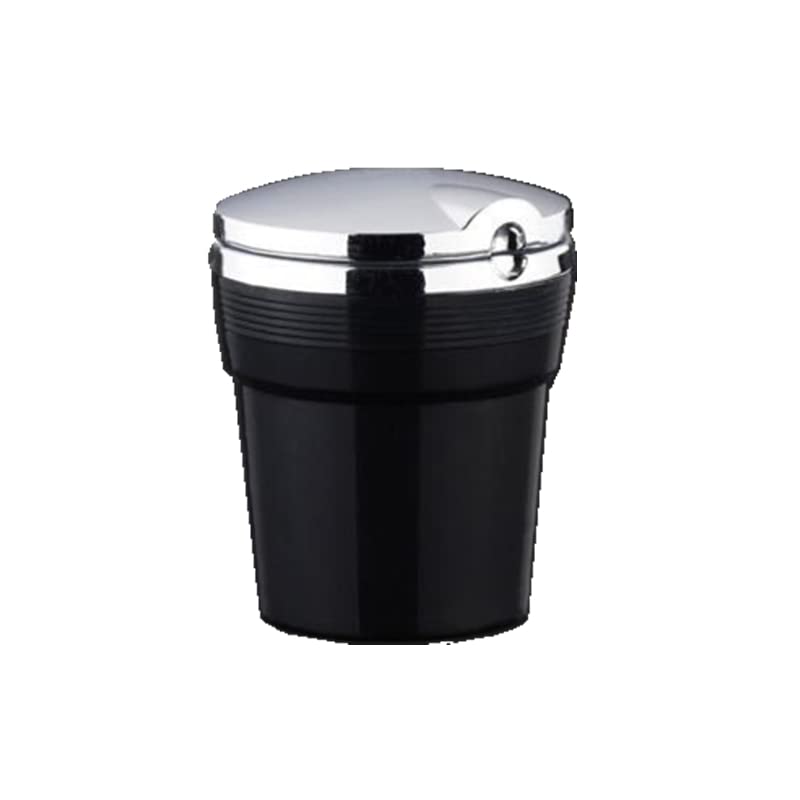 Universal Car Ashtray with LED Lights & Cover - Creative Multifunctional Auto Accessory for Smoking - Black Car Interior Organizer for Trucks, SUVs & Vehicles (Perfect for Road Trips & Travel)