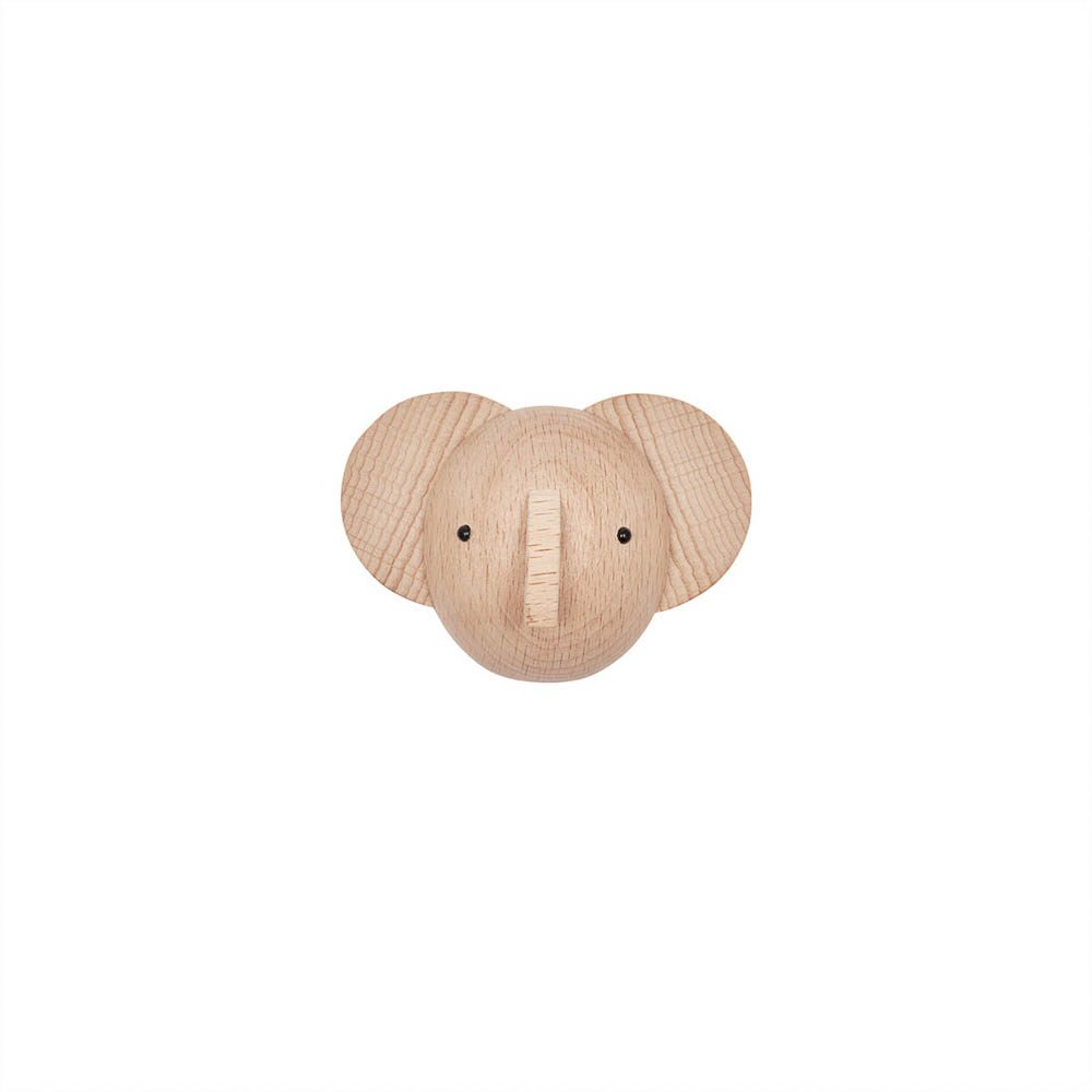 OYOY Mini Wall Hook - Elephant Wooden Hooks for Keys, Hats & Coats - Space Saving Home Decor for Entryway, Bedroom & Bathroom Organization