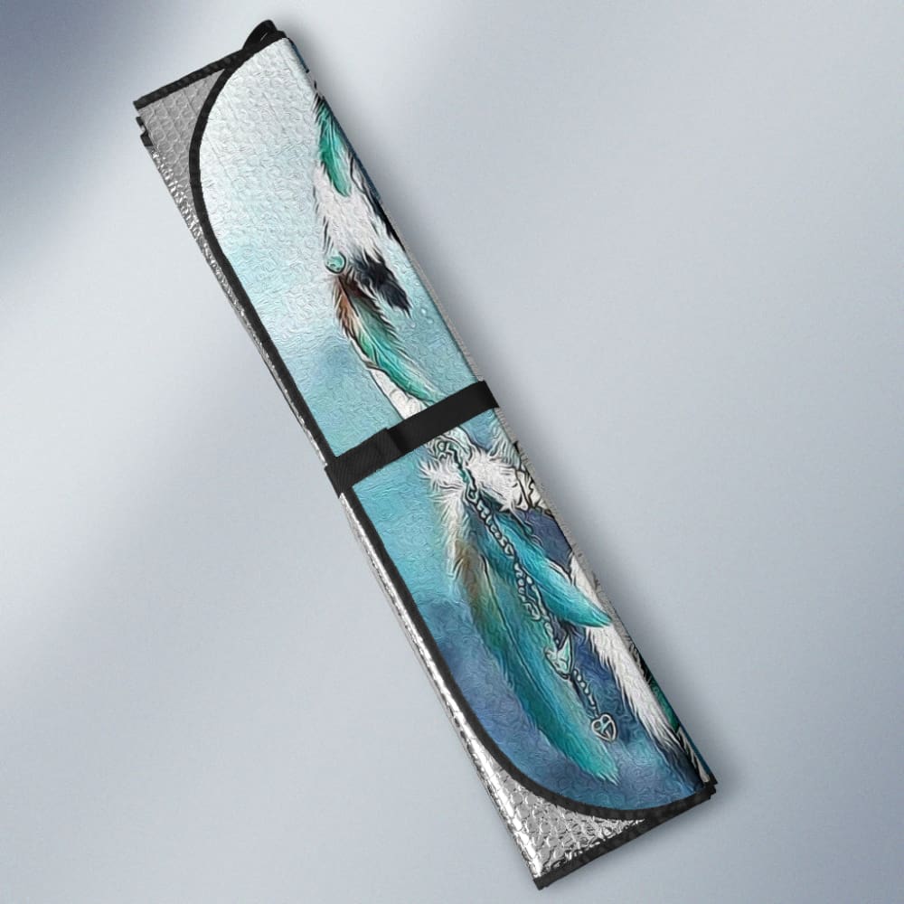 Premium Wolf Dreamcatcher Car Sun Shade for Windows - Handmade Native American Style Sunshade for Cars, SUVs & Trucks - Perfect for Road Trips, Camping & Outdoor Adventures
