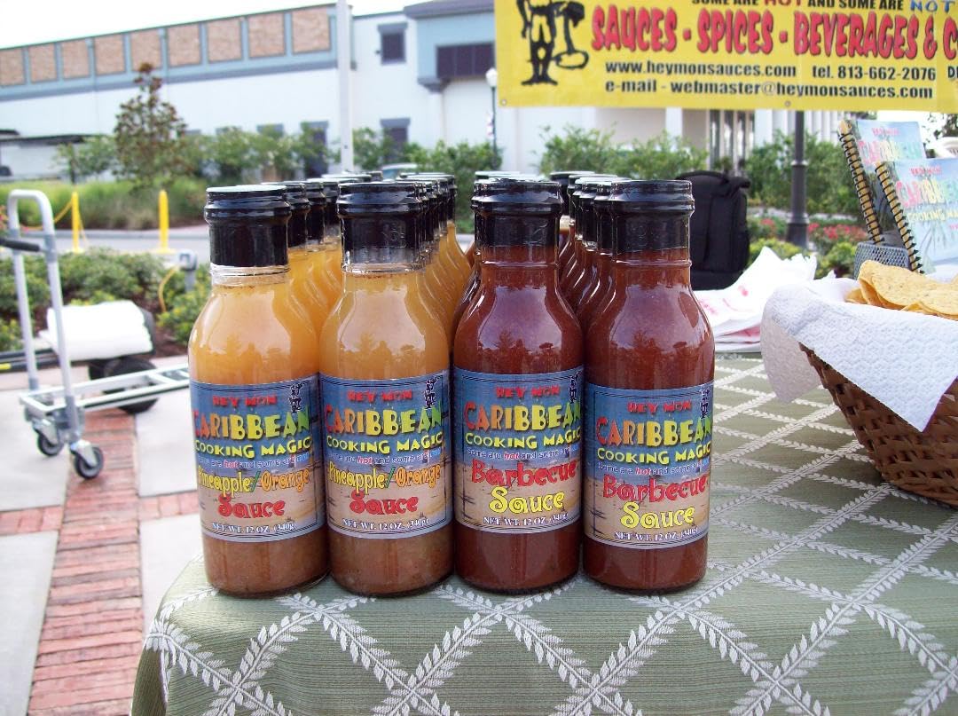 Hey Mon Caribbean Cooking Magic LLC Spicy Mango Sauce - Hot & Mild Flavors | Perfect for Grilling, BBQ & Tropical Dishes