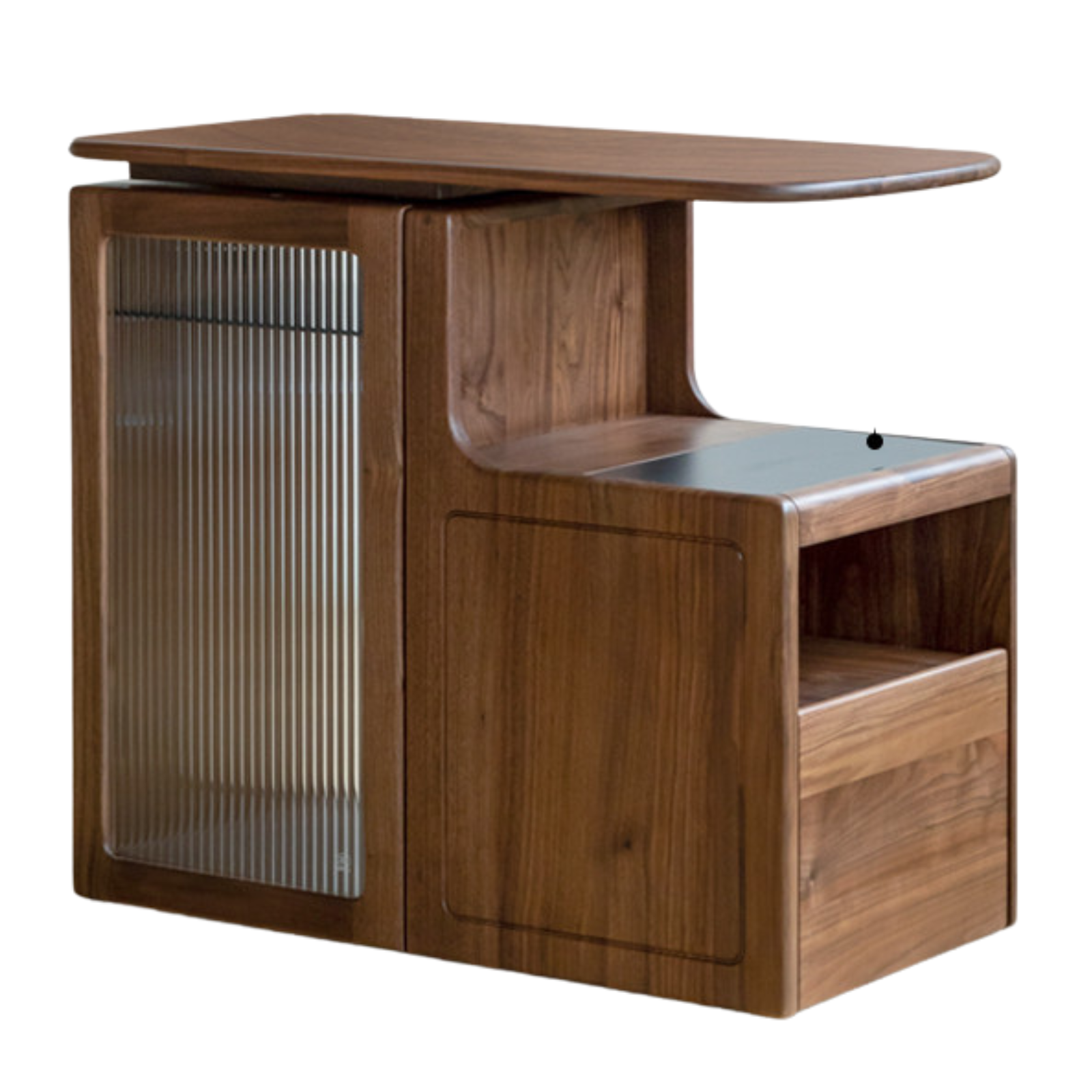 Premium Oak & Black Walnut Solid Wood Tea Cabinet with Removable Tea Maker - Perfect for Tea Storage and Brewing in Living Rooms, Kitchens, or Tea Rooms