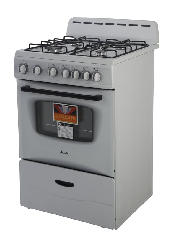 Avanti GR2414CW 24-Inch Gas Range - 4 Burner Compact Stove with Oven for Small Kitchens & Apartments - Perfect for Cooking, Baking & Family Meals