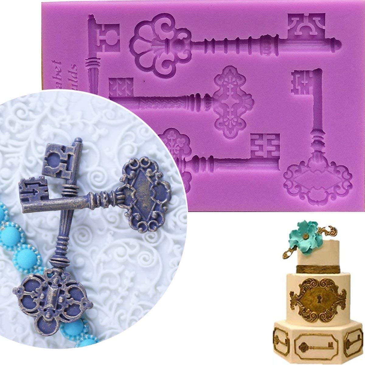 Vintage Silicone Fondant Molds for Wedding Cake Decorating - Non-Stick Baking Molds for Cupcake Toppers, Gumpaste, Resin Clay, Chocolate & Candy - Easy to Use DIY Cake Decor Tools (Perfect for Wedding Cakes, Birthday Parties & Special Occasions)