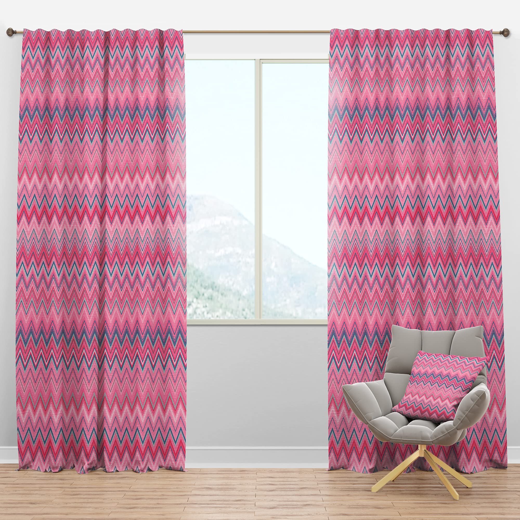 DesignQ Blackout Curtains 'Abstract Retro Geometric III' - Thermal Insulated Single Panel (52x95 inches) for Bedroom & Living Room - Noise Reducing & Energy Saving Window Drapes for Better Sleep & Home Decor