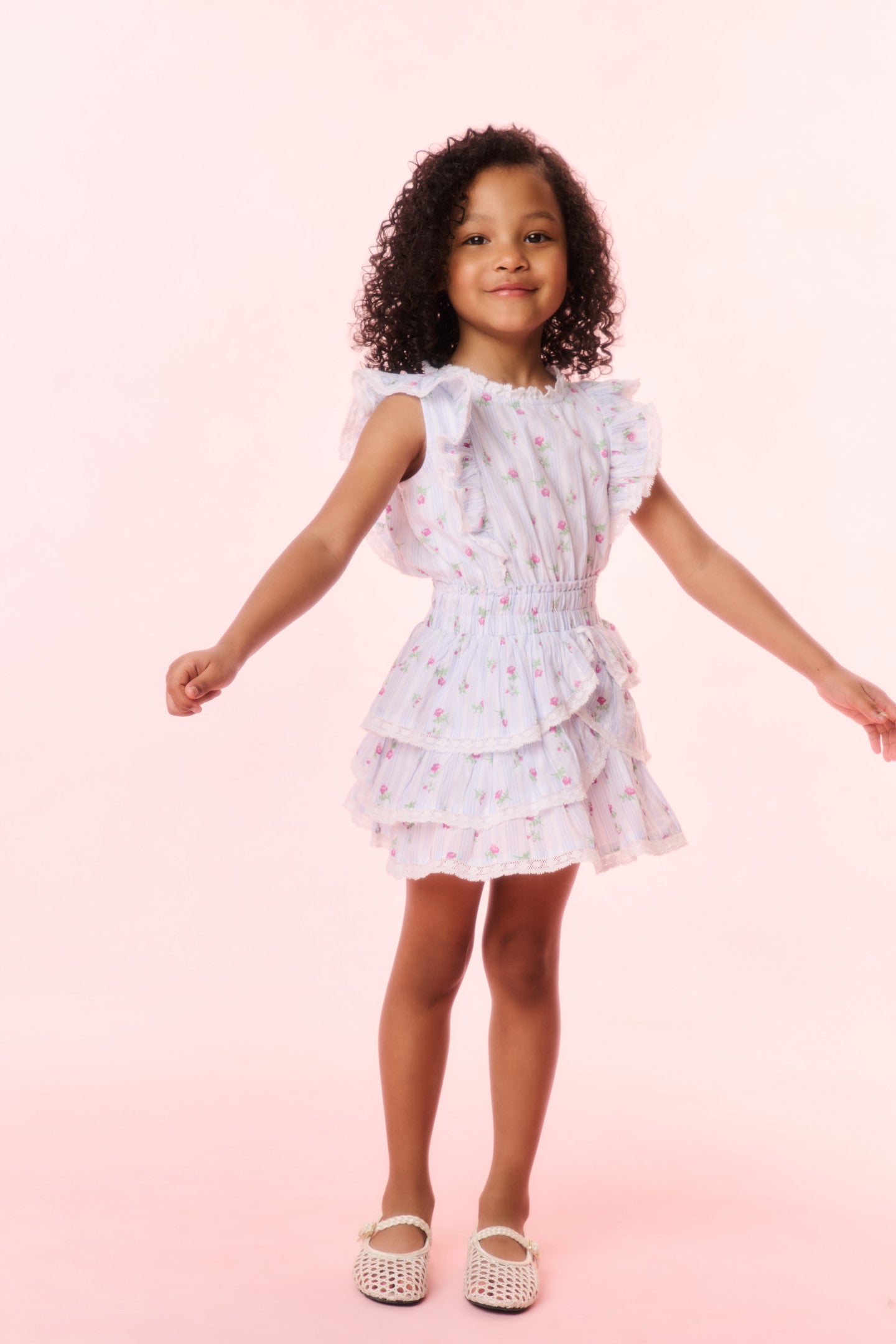 Girls Floral Striped Cotton Dress - Cute Summer Outfit for Kids, Playdates & Family Photos