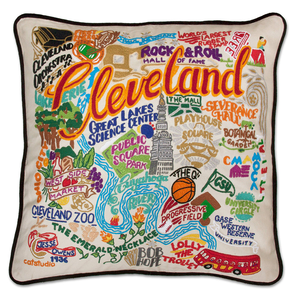 Hand Embroidered Decorative Throw Pillow Cover - Boho Chic Home Decor for Living Room, Bedroom, Sofa & Couch | Cleveland Inspired Design
