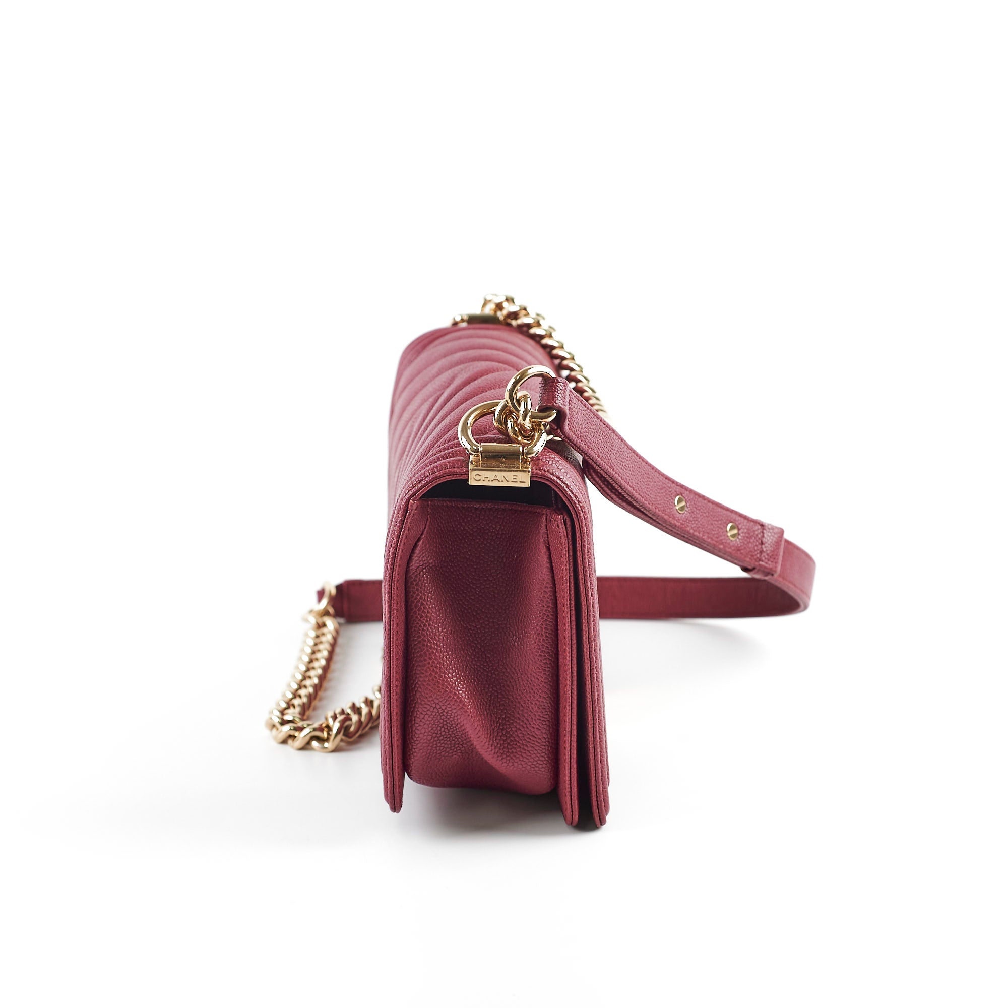Chanel Caviar Leather Old Medium Boy Bag in Burgundy - Luxury Crossbody Purse for Women, Perfect for Date Nights & Special Occasions