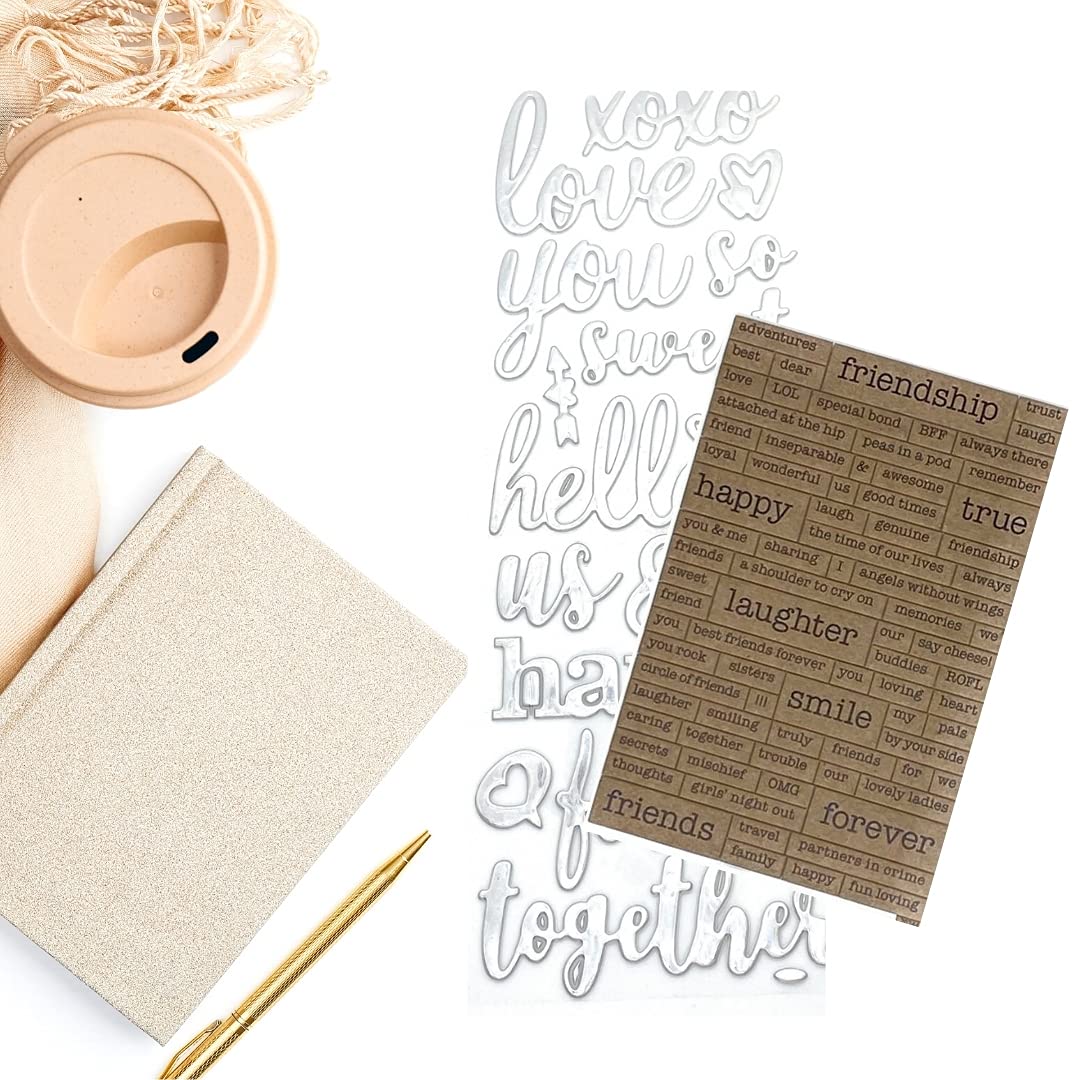 PaperPassion Scrapbook Kit - Love, Friendship & Memories | DIY Scrapbooking Stickers, Planner Stickers for Journaling | Perfect for Family Albums, Wedding Memory Books & Gift Making (120pcs)