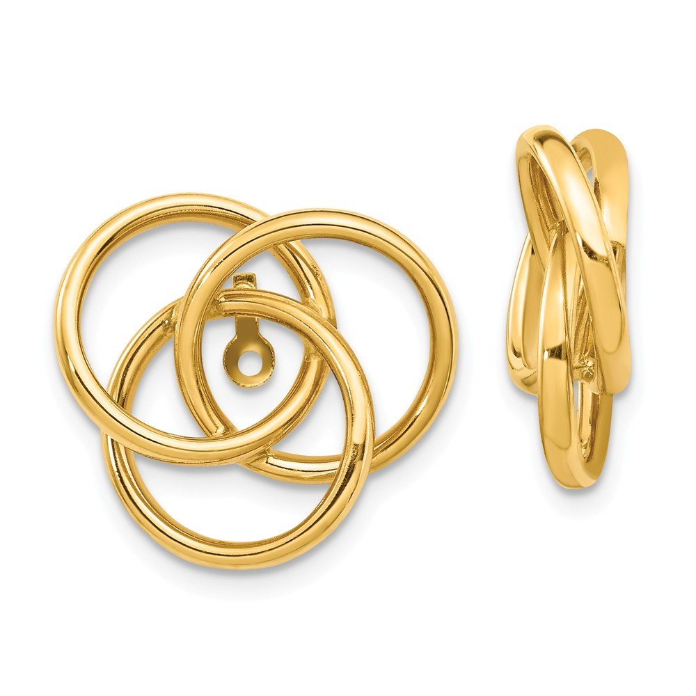 14K Yellow Gold Love Knot Earring Jackets - 16mm x 17mm Polished Solid Gold Earrings for Women, Perfect for Weddings, Parties & Special Occasions