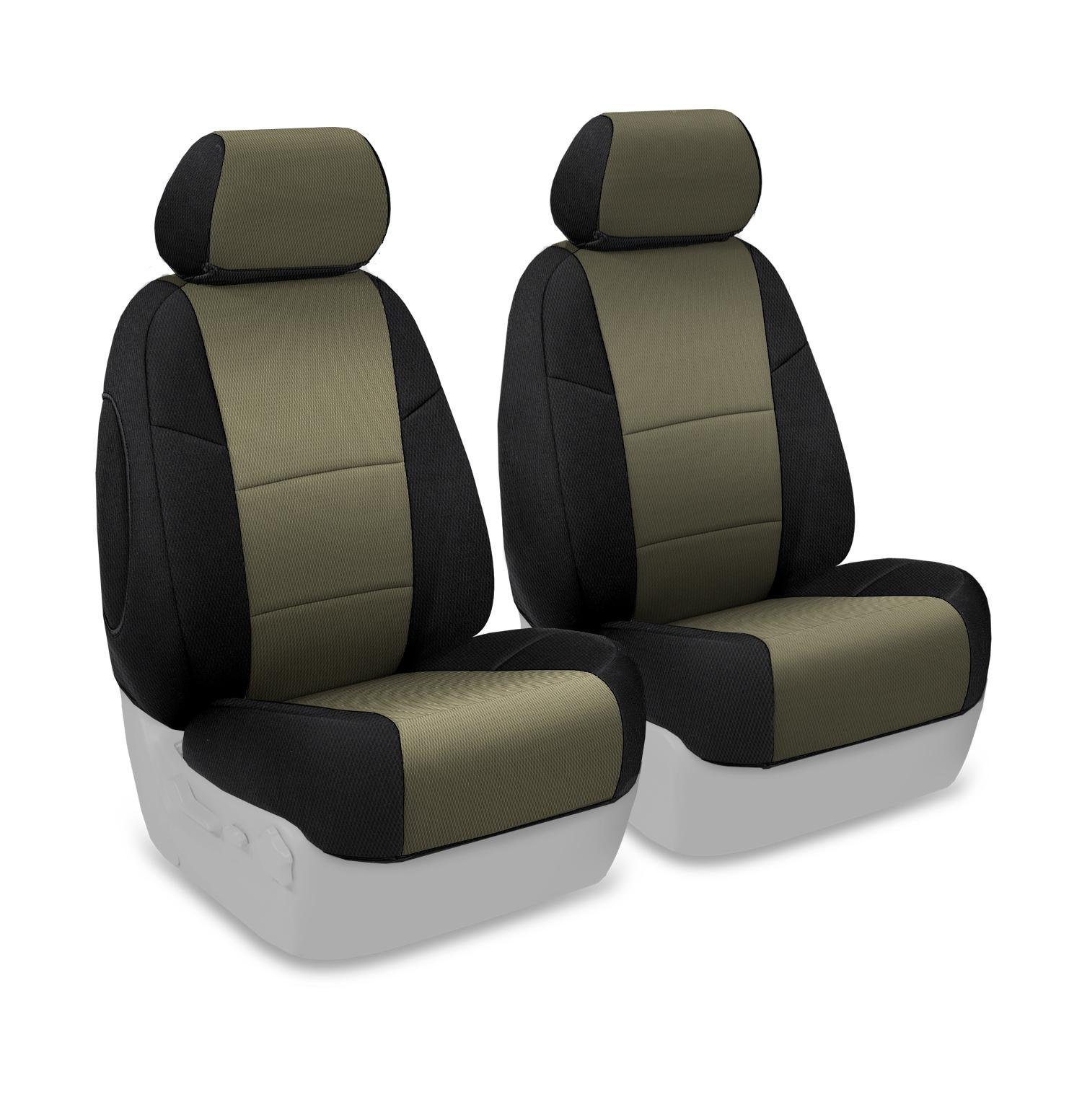 Coverking Front 50/50 Bucket Custom Fit Seat Cover for Mazda CX-5 (2017-2023) - Spacer Mesh Taupe & Black | Durable Protection & Comfort for Daily Commute & Road Trips