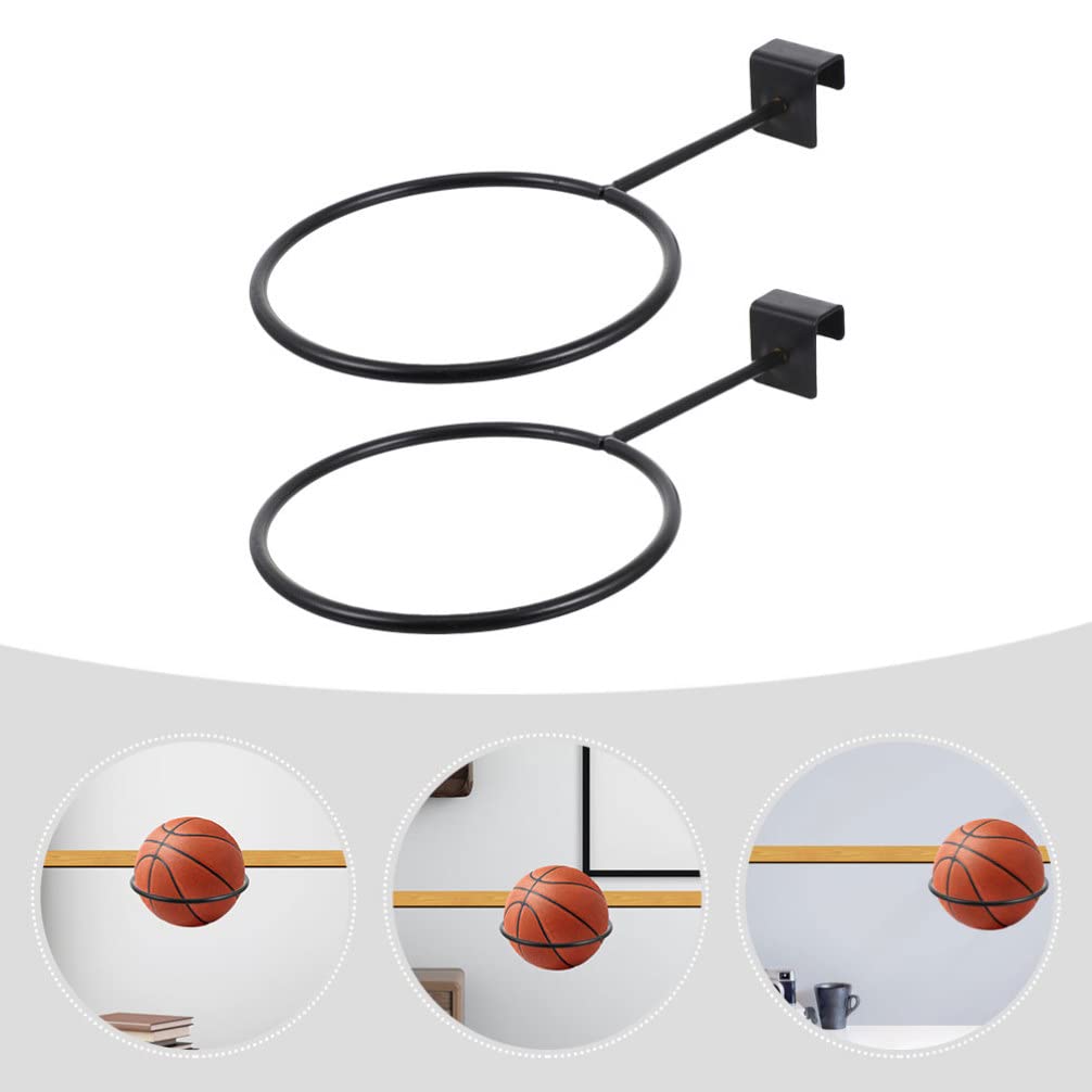 2pcs Metal Ball Rack - Wall Mount Basketball & Volleyball Holder for Sports & Fitness