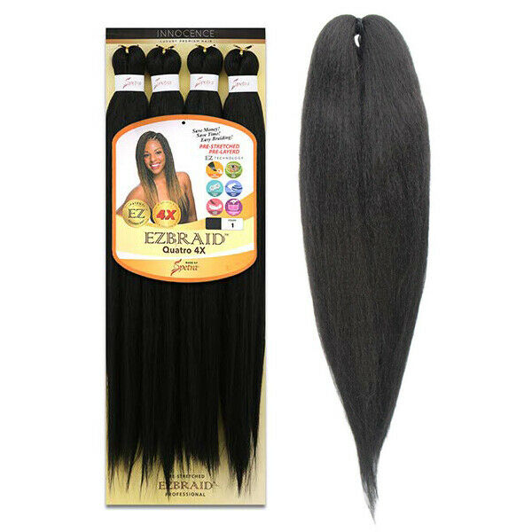 EZ Braid Prestretched Hair Quatro 4X - 26 Pack for Easy Braiding, Crochet & Protective Styles - Perfect for Salon, Home & Professional Use
