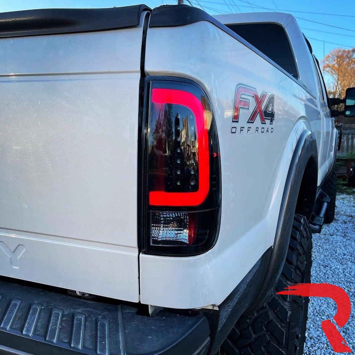 RECON Smoked Lens OLED Tail Lights for 1999-2007 Ford Super Duty F250 F350 F450 F550 Trucks - Durable LED Brake Lights with Enhanced Visibility for Night Driving & Towing