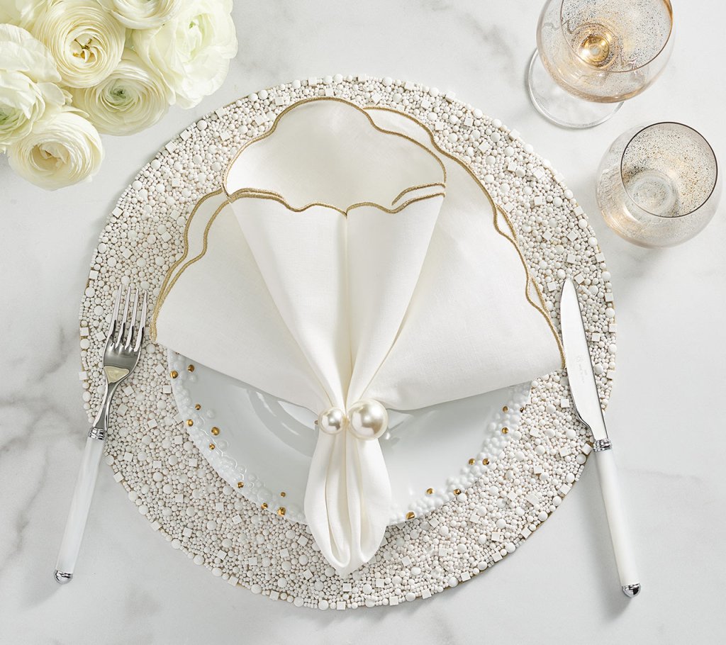 Premium White Bianco Placemats Set of 4 - Elegant Table Setting for Dining Room, Kitchen, or Party Decor - Waterproof & Stain Resistant