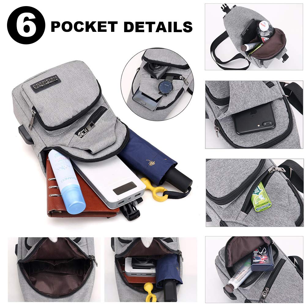 Lightweight Travel Gym Bike Sling Bag - Waterproof Shoulder Backpack with USB Charging Port for Men & Women - Perfect for Cycling, Workout, Commuting & Outdoor Adventures